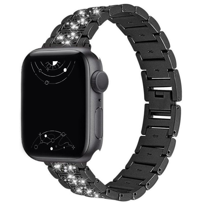 Glam Stainless Steel Apple Watch Band With Case, Luxury Strap For