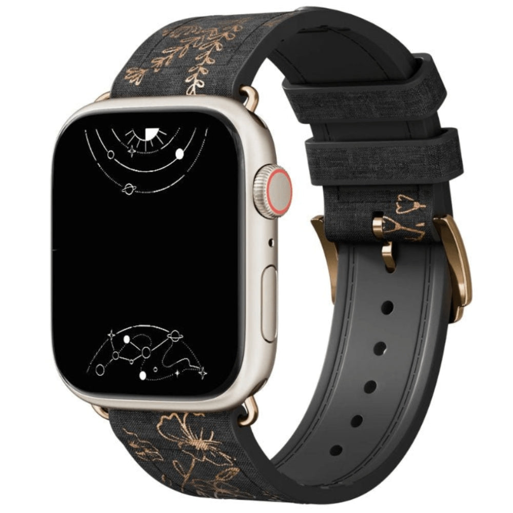 Satura Engraved Flower Silicone Band Black 38MM 40MM 41MM  42MM-S10/S11