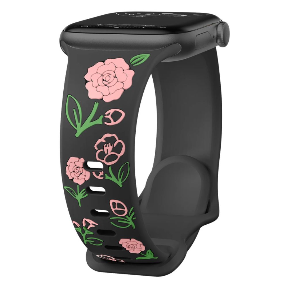 Lenio Engraved Flower Silicone Band - Astra Straps