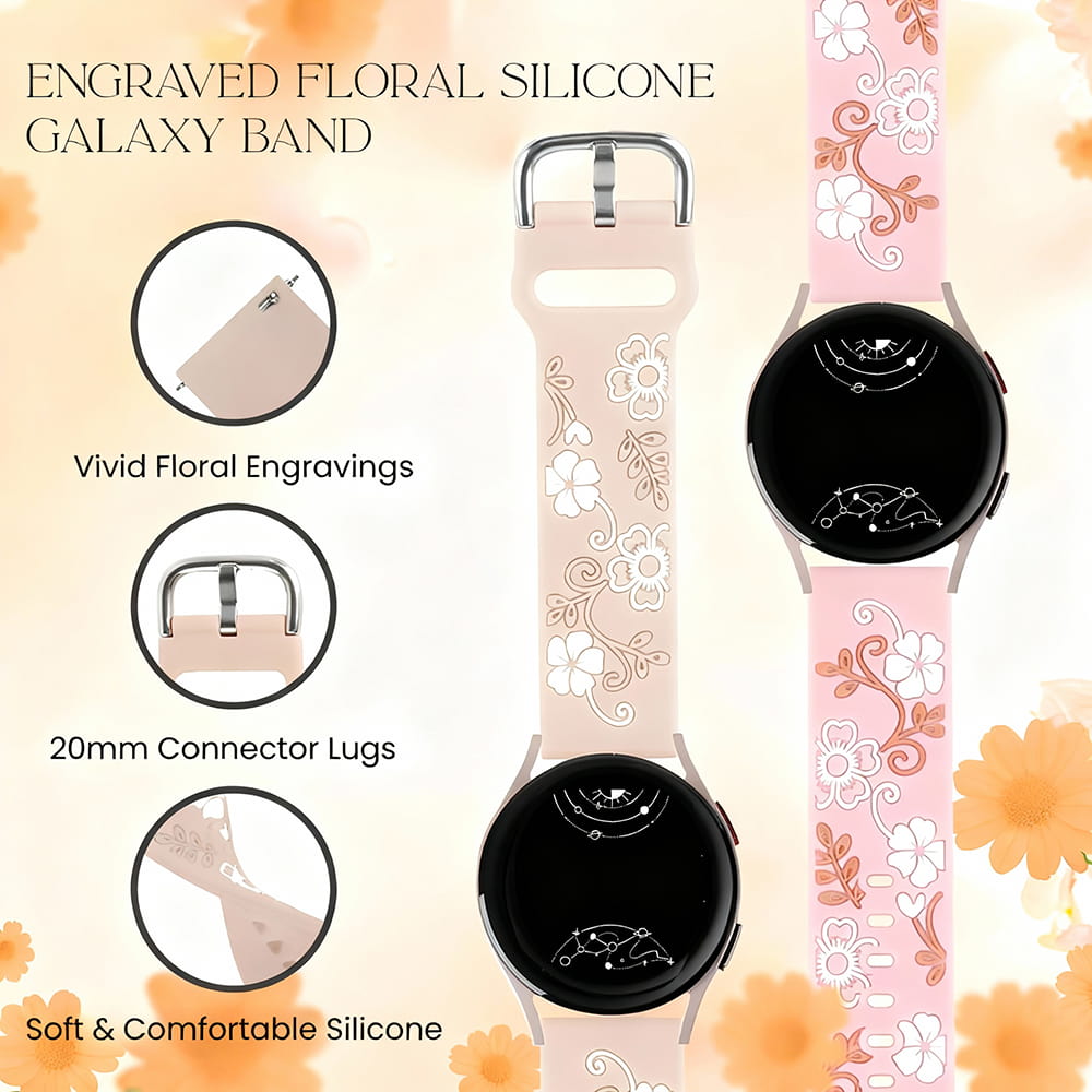 Teneo Engraved Floral Silicone Galaxy Band - Astra Straps