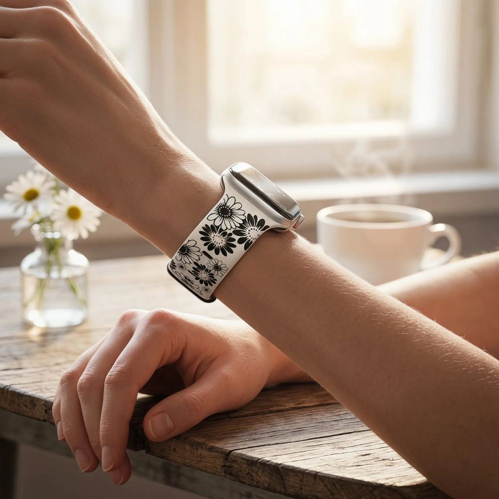 Virga Flower Engraved Silicone Band - Astra Straps