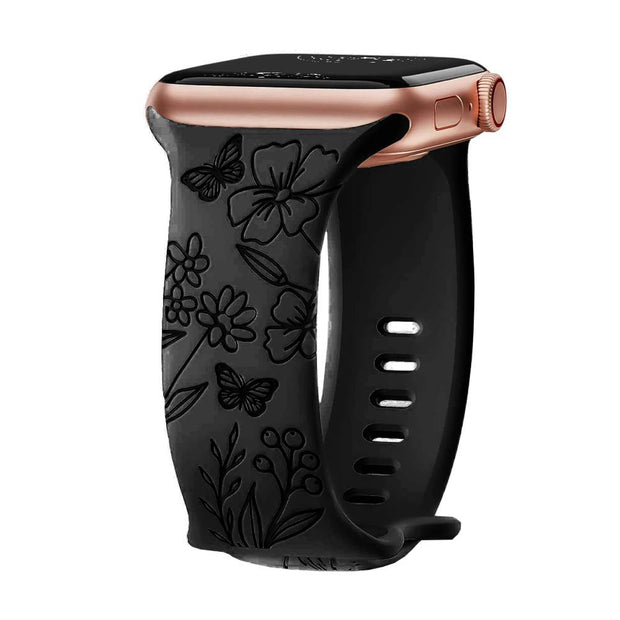 Levo Floral Engraved Silicone Band