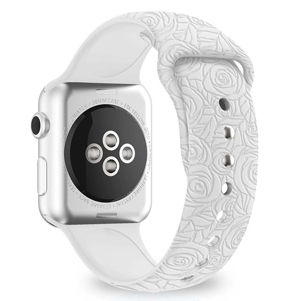 Flos Engraved Silicone Band For Apple Watch - Astra Straps